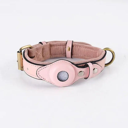 Leather Anti-Lost  Dog Collar -Airtag placement.